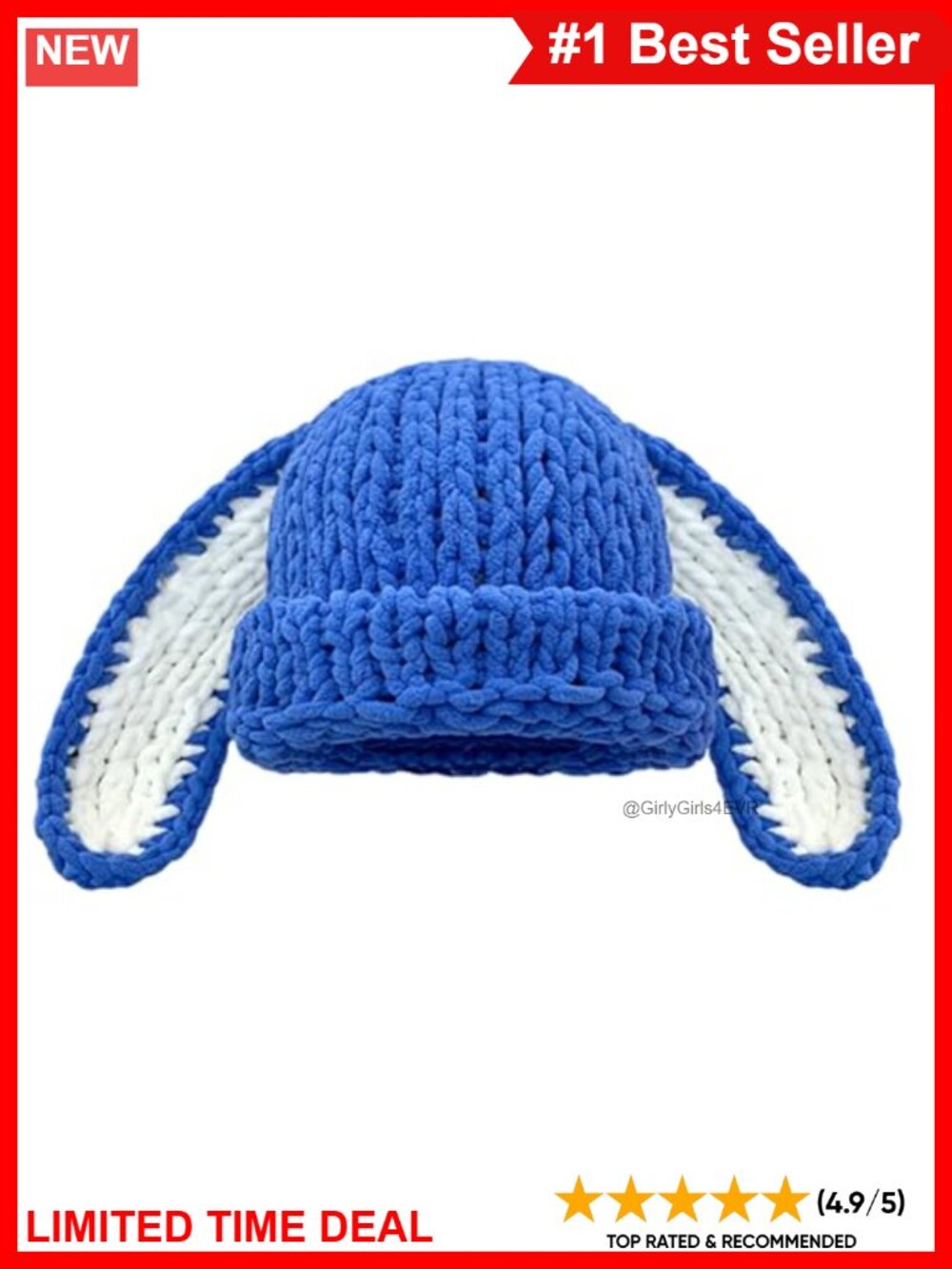 Chunky Knit Bunny Ears Beanie Winter Hat Skull Cap